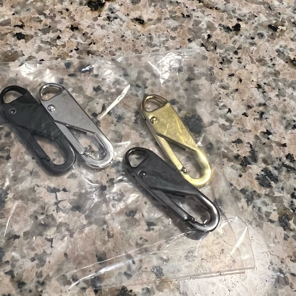 FOUR ZIPPER PULLS (SILVER, GOLD, GRAY, BLACK)